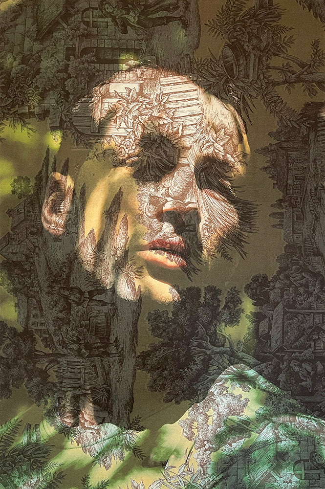 Dan Jalba Face Vineyard Vienna (on Yellow and Brown Pastoral Toile), 2015, Tim Hailand